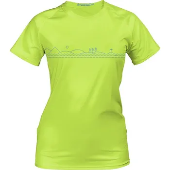 Dámské tričko Tričko dámské PADDLEBOARDING NEON GREEN lycra krátký rukáv - velikost: L