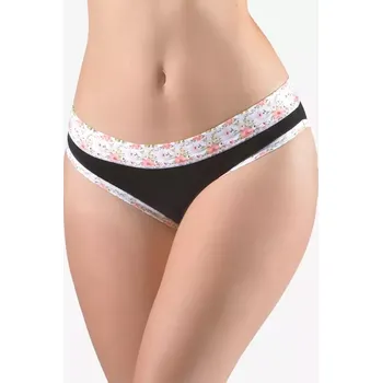 Kalhotky GINA dámské kalhotky bokové se širokým bokem, širší bok, šité, s potiskem Disco XVIII 16178P černá maracuja 38/40