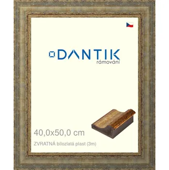 Rám na obraz DANTIK rámeček 40x50 | ZVRATNÁ bílozlatá plast (Sklo Čiré) (Vyrobeno s láskou u nás v DANTIKU)
