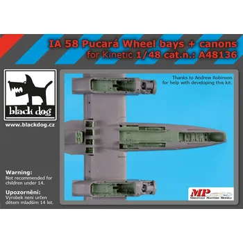 Plastikový model Blackdog 1/48 IA-58 Pucará wheel bays + canon (KIN)