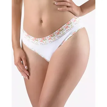 Dámské oblečení GINA dámské kalhotky bokové - brazilky, šité, s potiskem Disco XVIII 16180P bílá maracuja 46/48