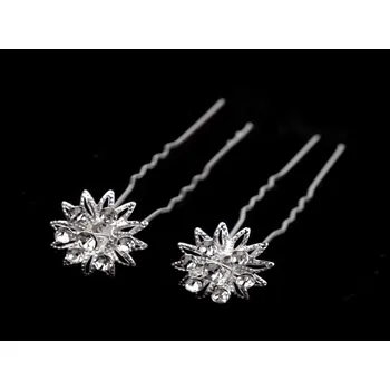 Ozdoba do vlasů Štrasová vlásenka květ Ø18 mm 2 kusy - crystal