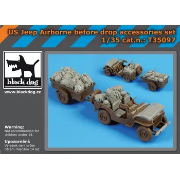 Plastikový model Blackdog 1/35 US Jeep Airborne before drop acc.set (BRONCO)