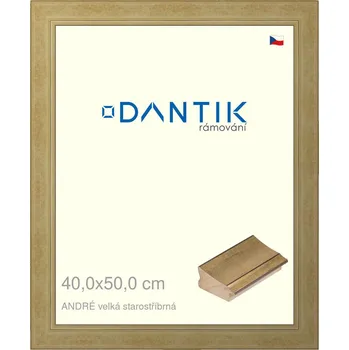 Rám na obraz DANTIK rámeček 40x50 | ANDRÉ velká starostříbrná (Sklo Čiré) (Vyrobeno s láskou u nás v DANTIKU)