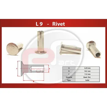 Nýt nýt Fe 6,3x14,3 polodutý L9 - Profi Part, kónická hlava