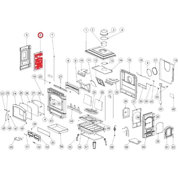 Krbová kamna La Nordica - náhradní boční levý vnitřní litinový díl do topeniště ISETTA