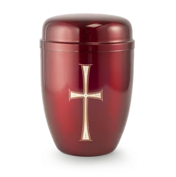 Smuteční dekorace Kovová urna Faith Červená - Kříž