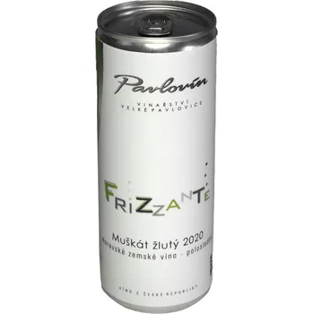 Víno Frizzante - Muškát žlutý - jemně perlivé polosladké - 10,5% - Pavlovín - plech - 0.25 l