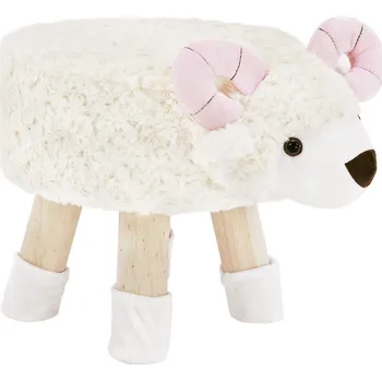 Taburet Taburet ve tvaru ovečky látka Velvet bílá/růžová/přírodní, LOLA