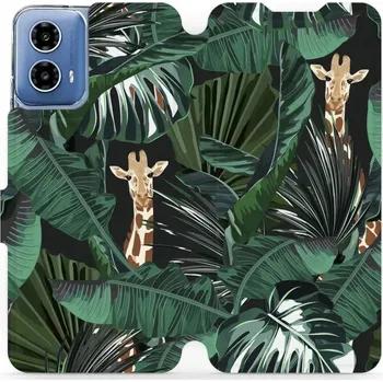 Pouzdro na mobilní telefon Flipové pouzdro Mobiwear - Motorola Moto G34 5G - VP06P Žirafky (Knížkové flip pouzdro, obal, kryt na mobil Motorola Moto G34 5G - VP06P Žirafky, materiál Umělá kůže + TPU - ochrana 360°, stojánek, silikonová vanička, magnetické zavírání)