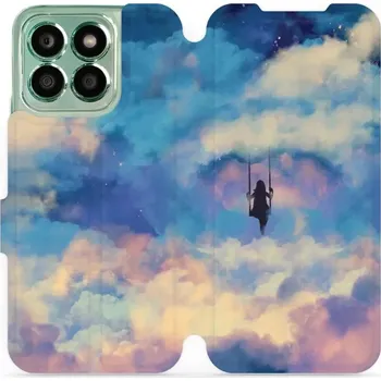 Pouzdro na mobilní telefon Flipové pouzdro Mobiwear - Honor X8b - MR09S Dívka na houpačce v oblacích (Knížkové flip pouzdro, obal, kryt na mobil Honor X8b - MR09S Dívka na houpačce v oblacích, materiál Umělá kůže + TPU - ochrana 360°, stojánek, silikonová vanička, magnetické zavírá