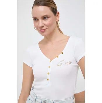 Tričko Guess HENLEY OLYMPIA bílá barva, W4RP47 K1814 W4RP47.K1814 00X, vel. S