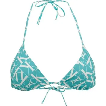 Dámské plavky Dámský vrchní díl plavek Calvin Klein TRIANGLE-RP-PRINT M Tyrkysová, Bílá