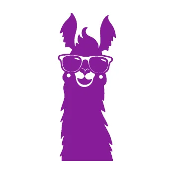 Samolepící dekorace Lama 007 levá s brýlemi (14 - fialová) SAMOLEPKA NA AUTO, NÁLEPKA, FÓLIE, POLEP, TUNING, VLASTNÍ TEXT, TISK, AUTOSAMOLEPKY.cz, POLEPY, OBRÁZEK, LOGO, 3D STICKERS