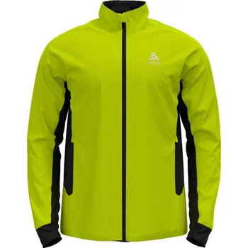 Pánská softshellová bunda Pánská bunda na běžky Odlo BRENSHOLMEN L Reflexní neon, Černá, Šedá