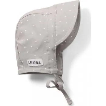 Kojenecká čepice Moniel Dětská rostoucí zavazovací čepice s kšiltem Dots - Šedá, vel. 2 - 24 m