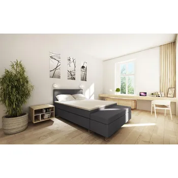 Postel Tropico Boxspring Continental Comfort Design postel 80 x 200 cm, Pure černá, Chrom chromovaná ocel, čelo HILLS, Topper Tencel, nohy 15 cm