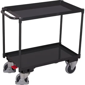 Policový vozík s madlem Variofit sw-500.510, do 400 kg, 2 police s ohraněním, 98,5 x 50 x 91 cm Barva: antracit RAL7016