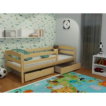 Postel Max-i Dětská postel se zábranou ŽOFKA PINE vč. roštu Zvolte rozměr:: 90 x 180 cm, Zvolte barvu:: barva černá + ŠUPLÍKY