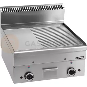 Kuchyňský gril Plynová grilovací deska, nástolní 600x600 - 1/2 hladká, 1/2 rýhovaná, chromovaná, Minima 600 | MBM, GFT66LRC
