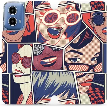 Pouzdro na mobilní telefon Flipové pouzdro Mobiwear - Motorola Moto G34 5G - VP18P Komiks (Knížkové flip pouzdro, obal, kryt na mobil Motorola Moto G34 5G - VP18P Komiks, materiál Umělá kůže + TPU - ochrana 360°, stojánek, silikonová vanička, magnetické zavírání)