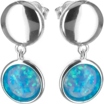 Náušnice Argento 66973 Stříbrné náušnice - modrý kulatý syntetický opál