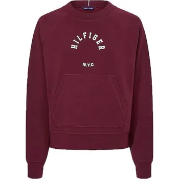 Dámská mikina Dámská mikina Tommy Hilfiger RLX SUEDED MODAL C-NK SWEATSHIRT M Vínová