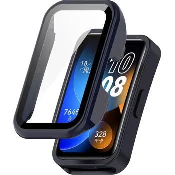 Příslušenství k chytrým hodinkám VSECHNONAMOBIL 78888 PC FULL COVER Plastový kryt se sklem pro Huawei Band 8 / 9 modrý