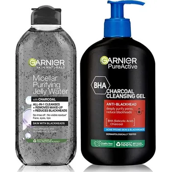 Přípravek na čištění pleti a oči GARNIER Skin Naturals Charcoal Set 650 ml
