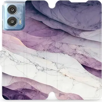 Pouzdro na mobilní telefon Flipové pouzdro Mobiwear - Motorola Moto G24 / Moto G04 - VP31S Bílý a fialový mramor (Knížkové flip pouzdro, obal, kryt na mobil Motorola Moto G24 / Moto G04 - VP31S Bílý a fialový mramor, materiál Umělá kůže + TPU - ochrana 360°, stojánek, silikonová)