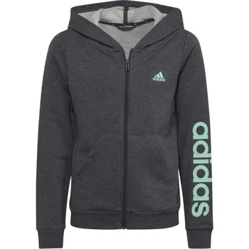 Dívčí mikina Dívčí mikina adidas LINEAR FULL-ZIP HOODIE 128 Tmavě šedá, Světle zelená
