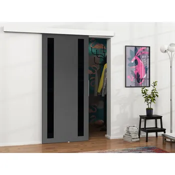 Interiérové dveře Posuvné dveře Mereno VI 100, Barva: bílá + grafit + černý lacobel MIRJAN 5903211099199