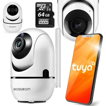 IP kamera EasyCam vnitřní WiFi PTZ kamera Tuya 4MP EC-4WD6IR + 64GB paměťová karta Goodram