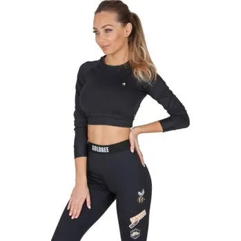 Dámský crop top GOLDBEE CROP-TOP BECLASSIC L Černá, Stříbrná