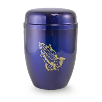 Smuteční dekorace Kovová urna Faith Modrá - Modlitba