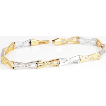 Náramek Dámský zlatý článkový náramek s řeckým vzorem ZLNA1409F 19 cm + Dárek zdarma