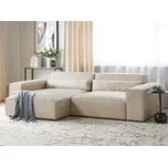 Modulární rohová sedačka s 2 sedadly vpravo béžová sametová rozkládací pohovka s černými nohami moderní obývací pokoj Beliani