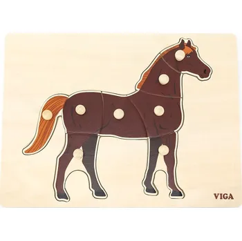 Dřevěná hračka Dětské dřevěné puzzle vkládačka Montessori Viga Kůň