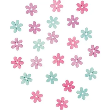 Anděl Přerov, s.ro. Dřevěné květy růžovo tyrkysové - 2 cm, 24 ks