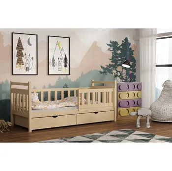 Postel Max-i Dětská postel NIKY KIDBED ONE ze dřeva + rošt Zvolte rozměr:: 80 x 160 cm, Zvolte barvu:: barva černá + ŠUPLÍKY