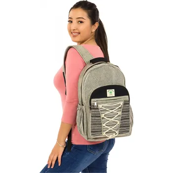 Městský batoh Himalife Batoh z himalájského konopí Anapurna - béžová s černou