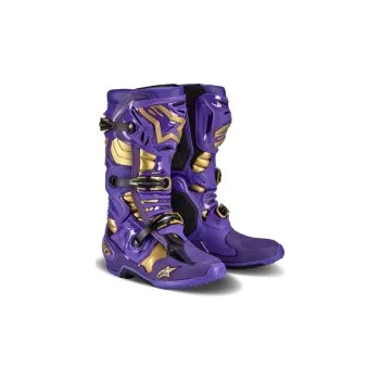 Moto obuv Mx Boty Alpinestars Tech 10 Champ LE Boots Ultraviolet/Gold/Black, Velikost EU 44,5 / US 10
