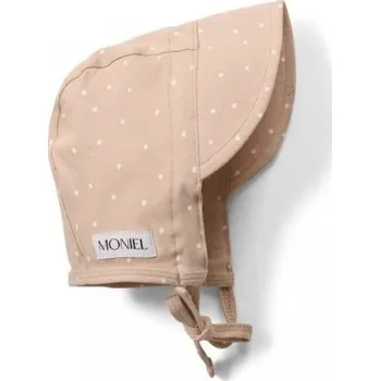 Kojenecká čepice Moniel Dětská rostoucí zavazovací čepice s kšiltem Dots - Béžová, vel. 2 - 24 m