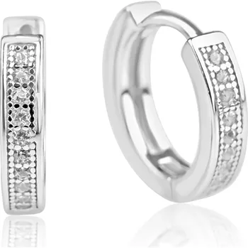 Náušnice Stříbrné náušnice kroužky se zirkony - Meucci SE397
