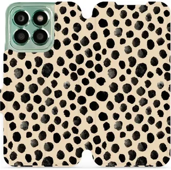 Pouzdro na mobilní telefon Flipové pouzdro Mobiwear - Honor X8b - VA50S Černé puntíky (Knížkové flip pouzdro, obal, kryt na mobil Honor X8b - VA50S Černé puntíky, materiál Umělá kůže + TPU - ochrana 360°, stojánek, silikonová vanička, magnetické zavírání)