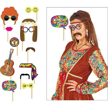 Karnevalový doplněk Fotokoutek - Hippie - 12 ks