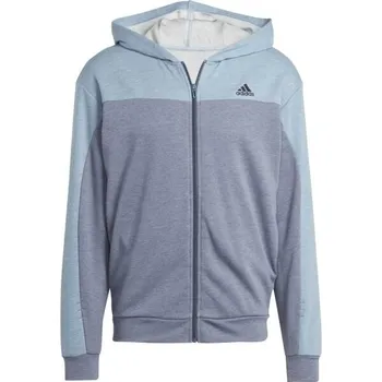 Pánská mikina adidas MELANGE FULL-ZIP HOODIE L Světle modrá, Šedá