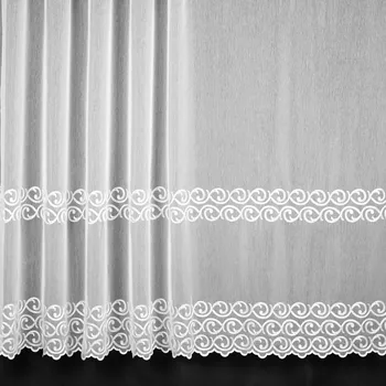 Záclona Záclona polyesterový batist TYTUS-961/1, vyšívaný ornament, s bordurou, ecru, výška 180cm (v metráži)