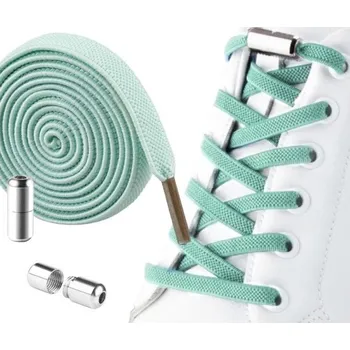 Tkaničky do bot Flamenco Mystique Elastické Tkaničky do Bot Bez Vázání, Mint Barva, 100 cm Délka, S Kovovou Sponou - 2ks