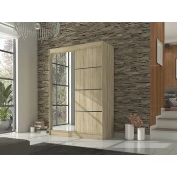 Šatní skříň Skříň s posuvnými dveřmi a zrcadlem 150 cm - Gilton Barva: dub Sonoma